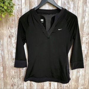 Nike Three Quarter Sleeve FitDry Top S Black EUC